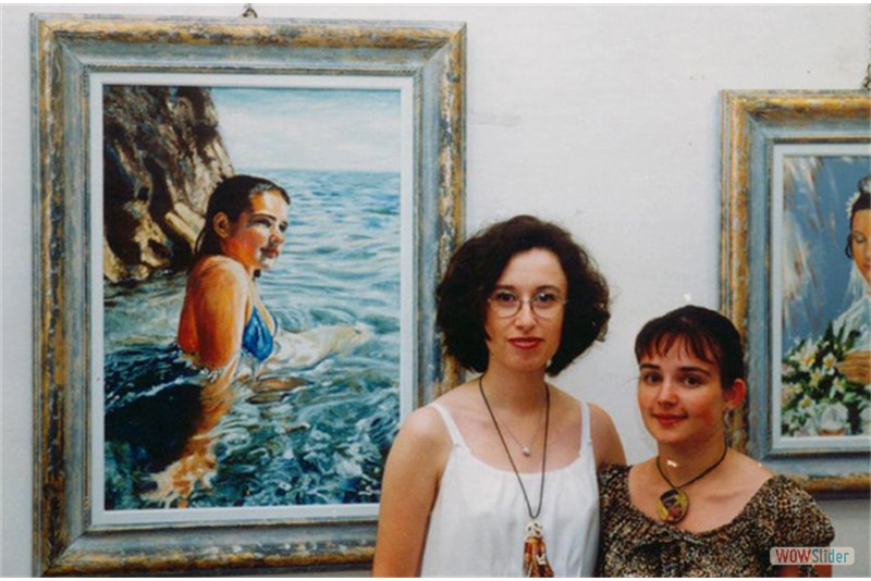 Con la sua amica Alba Briano modella del dipinto