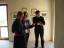 Cristina Sosio col Vescovo  di Savona Vittorio Lupi e Don Giuseppe, parroco di Valleggia, in visita alla mostra